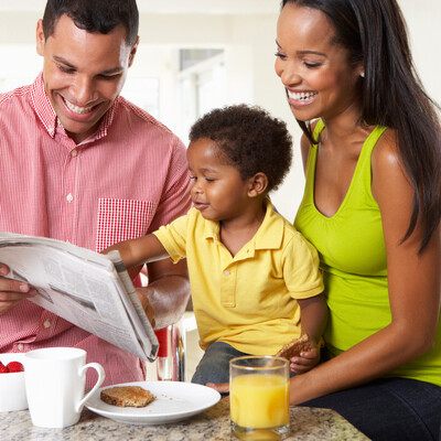 Family eating breakfast