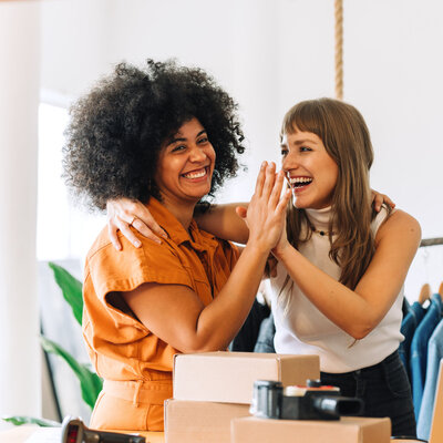 Two women in their small business shop