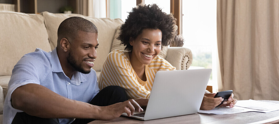 Family at a computer